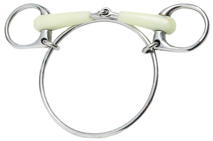 Dexter Snaffle Bit Large Ring White 12.5cm 5.0"-HORSE: Bits-Ascot Saddlery