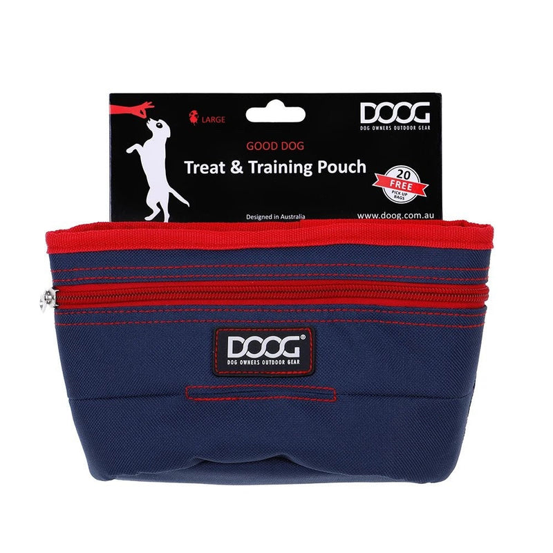 Doog Treat Pouch Navy & Red Large-Dog Walking-Ascot Saddlery