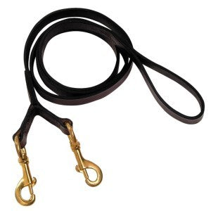 Double Clip Lead Australian Leather Brown-HORSE: Leads & Snap Hooks-Ascot Saddlery