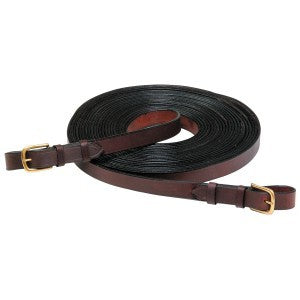 Driving Rein Leather Brown Pair 20ft-HORSE: Lungeing & Schooling-Ascot Saddlery