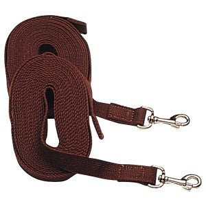 Driving Rein Web Brown Pair-HORSE: Lungeing & Schooling-Ascot Saddlery