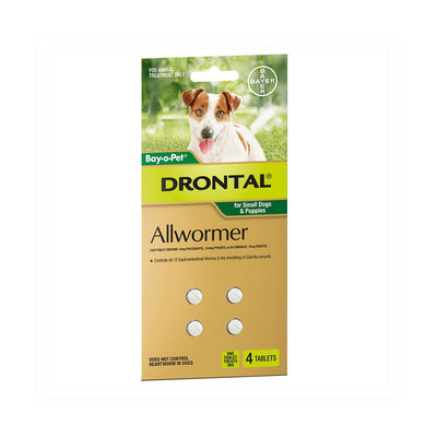 Drontal Bay O Pet Tablets 3kg Small Dog 4 Pack-Dog Wormer & Flea-Ascot Saddlery