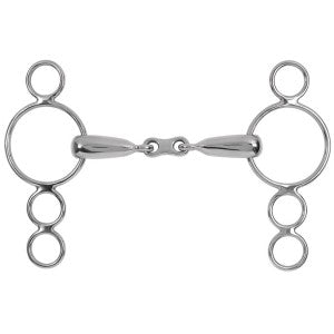 Dutch Gag Snaffle Four Rings Hollow French Stainless Steel-HORSE: Bits-Ascot Saddlery