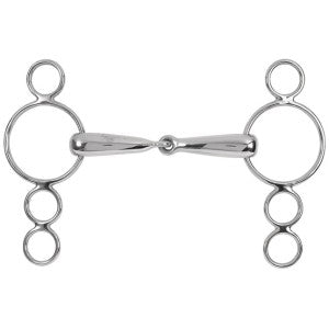 Dutch Gag Snaffle Four Rings Hollow Stainless Steel-HORSE: Bits-Ascot Saddlery