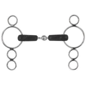 Dutch Gag Snaffle Four Rings Rubber Stainless Steel-HORSE: Bits-Ascot Saddlery
