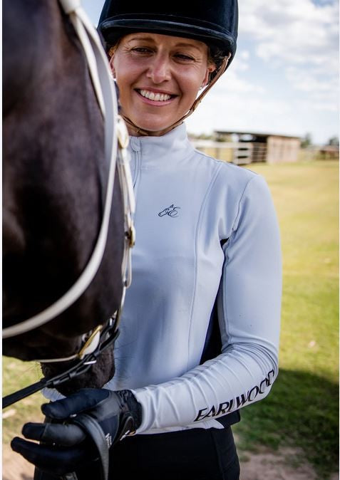 Earlwood Ava Sunshirt Long Sleeve Grey & Black-CLOTHING: Clothing Ladies-Ascot Saddlery