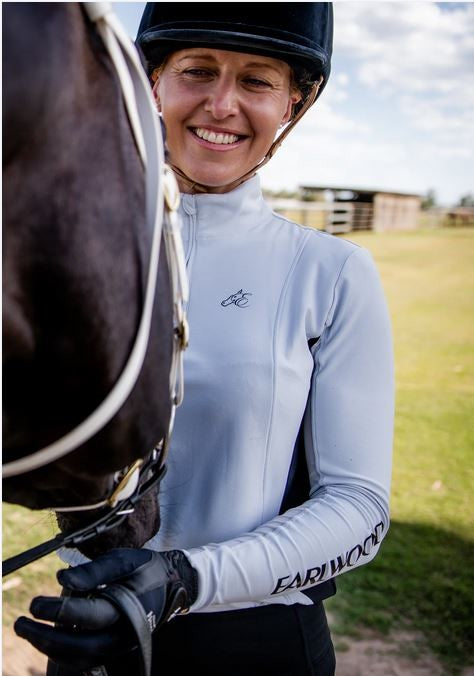 Earlwood Ava Sunshirt Long Sleeve Grey & Black-CLOTHING: Clothing Ladies-Ascot Saddlery