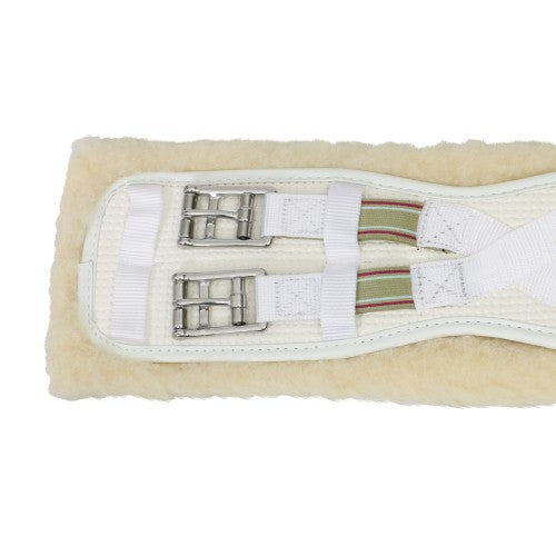 Equiprene Wool Lined Dressage Girth Elastic White-HORSE: Girths-Ascot Saddlery