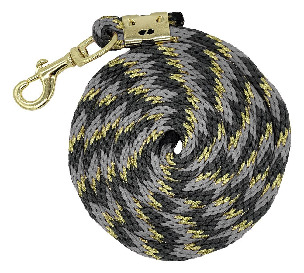 Estate 2023 Braided Lead Black & Grey-HORSE: Leads & Snap Hooks-Ascot Saddlery