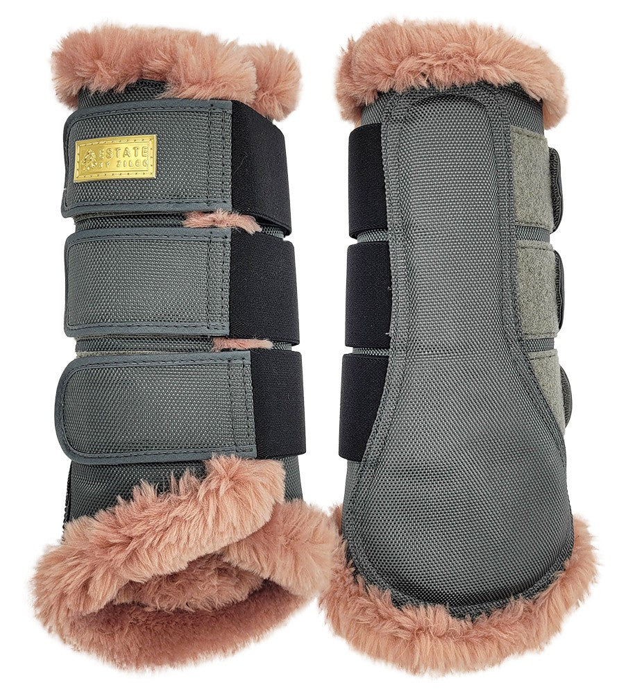 Estate 2023 Fleece Dressage Boots Grey & Dusk Large-HORSE: Horse Boots-Ascot Saddlery