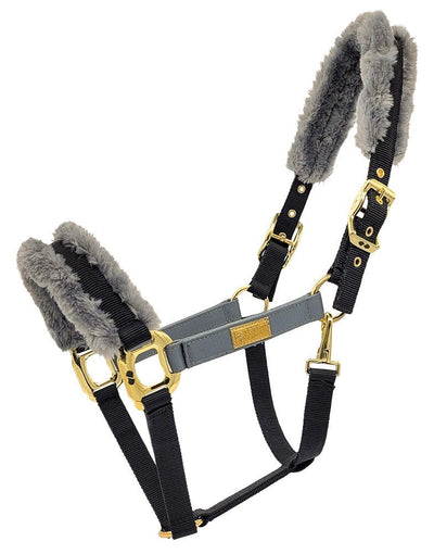 Estate 2023 Fleece Headstall Black & Grey Full-HORSE: Headstalls-Ascot Saddlery