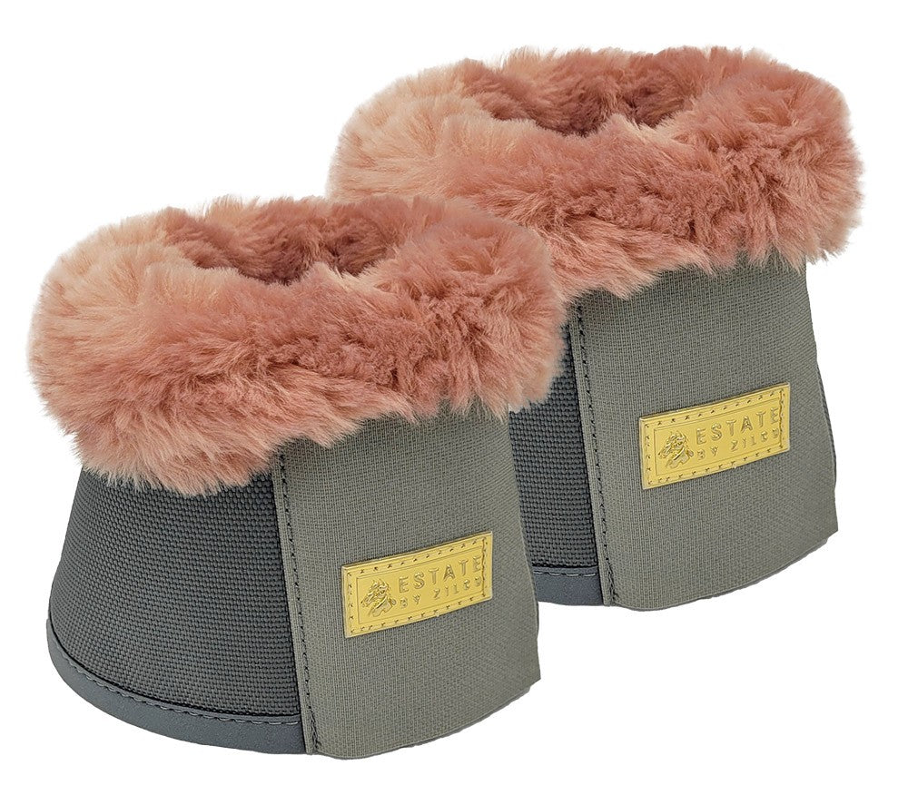 Estate 2023 Fleece Overreach Boots Grey & Dusk Large-HORSE: Horse Boots-Ascot Saddlery