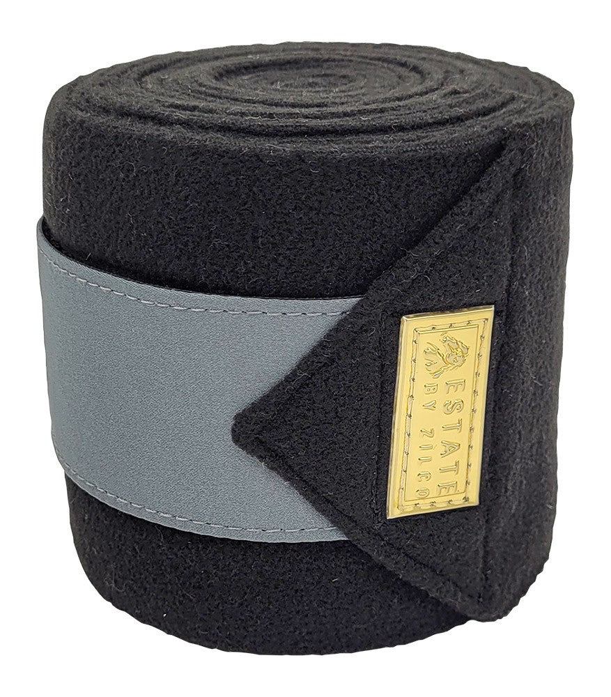 Estate 2023 Polo Bandages Set Of 4 Black & Grey-HORSE: Horse Boots-Ascot Saddlery