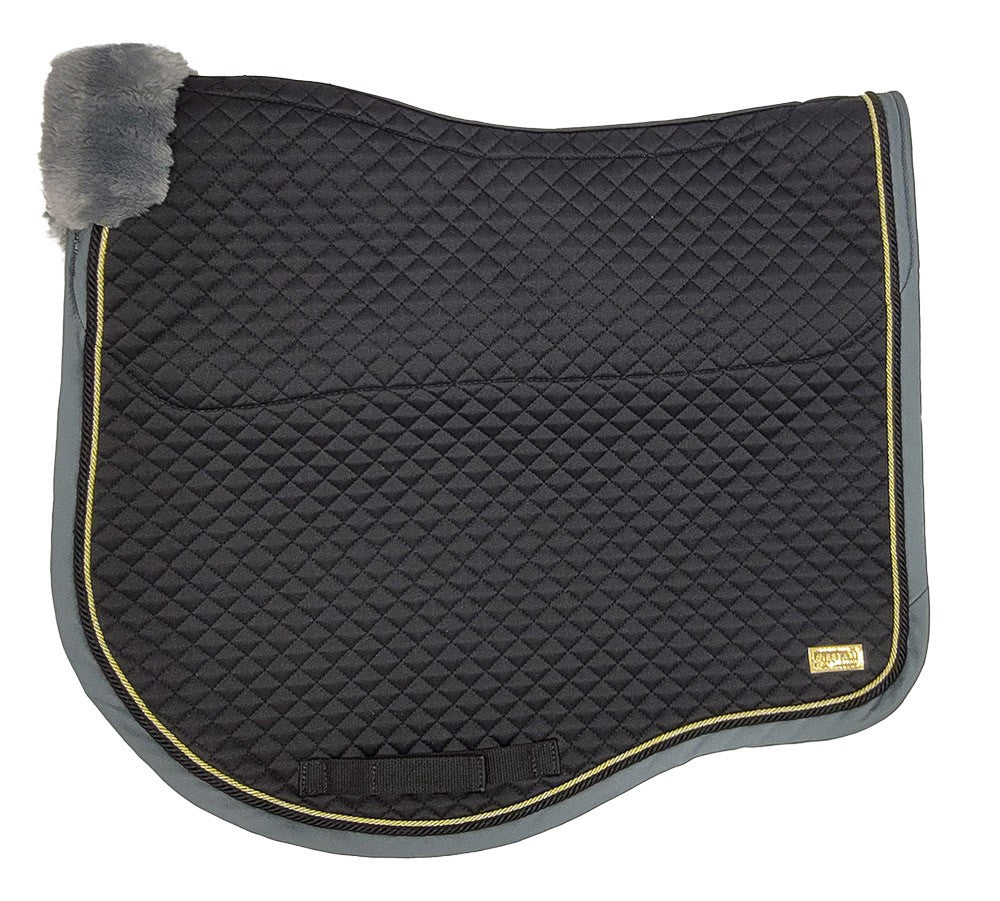 Estate 2023 Saddlecloth Dressage Fleece Trim Black & Grey-HORSE: Saddlecloths-Ascot Saddlery