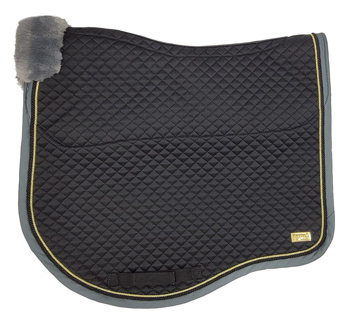Estate 2023 Saddlecloth Dressage Fleece Trim Black & Grey-HORSE: Saddlecloths-Ascot Saddlery