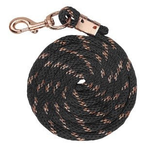 Estate Braided Soft Polypropylene Lead 2.5mt Black & Rose-HORSE: Leads & Snap Hooks-Ascot Saddlery