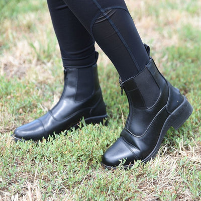Eurohunter Boots Zip Paddock Black Adults-FOOTWEAR: Equestrian Footwear-Ascot Saddlery