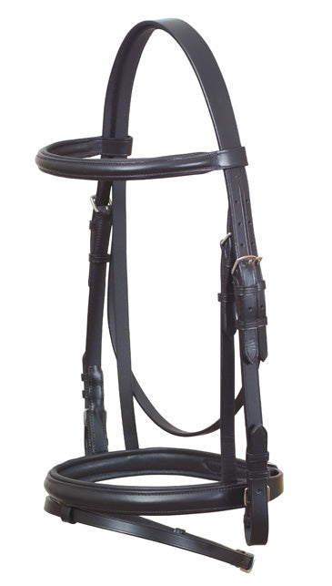 Eurohunter Bridle Dressage Leather Brown-HORSE: Bridles-Ascot Saddlery