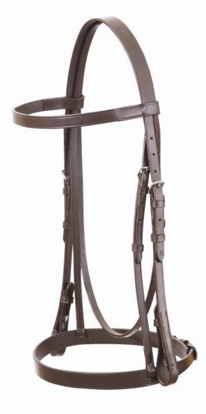 Eurohunter Bridle Flat Leather Brown-HORSE: Bridles-Ascot Saddlery