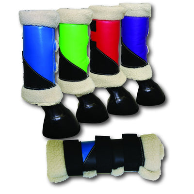 Exercise Boots Fleece Black & Lime-HORSE: Horse Boots-Ascot Saddlery