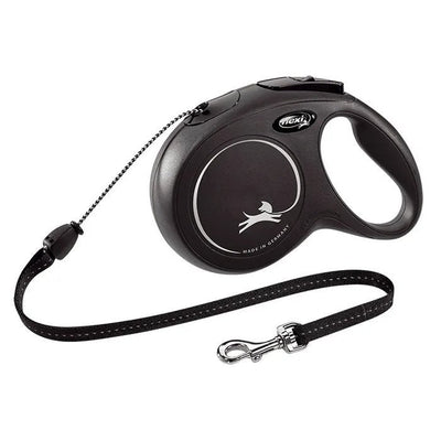 Flexi Retractable Classic Cord 8mt Black Medium-Dog Collars & Leads-Ascot Saddlery