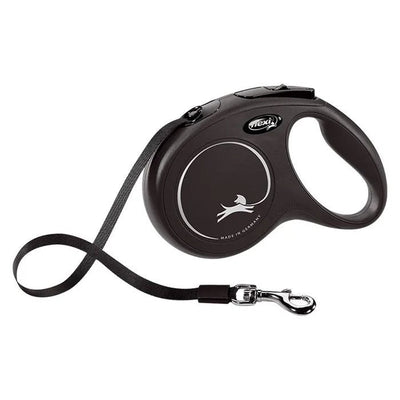 Flexi Retractable Classic Tape 5mt Black-Dog Collars & Leads-Ascot Saddlery