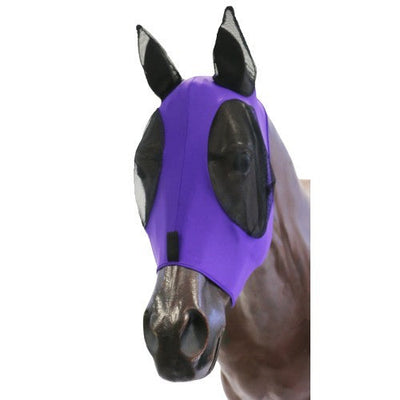 Fly Mask Lycra Pull On Kool Master Purple & Black-HORSE: Flyveils & Bonnets-Ascot Saddlery