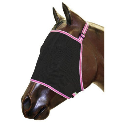 Fly Mask Mesh Bambino Black & Pink-HORSE: Flyveils & Bonnets-Ascot Saddlery