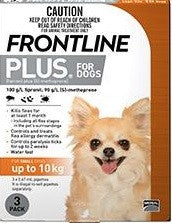 Frontline Plus Dog Under 10kg Small 3 Pack-Dog Wormer & Flea-Ascot Saddlery