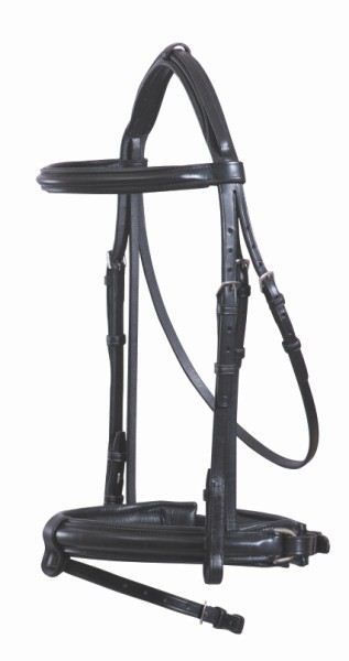 Grainge Bridle Dressage Snaffle Leather Black-HORSE: Bridles-Ascot Saddlery