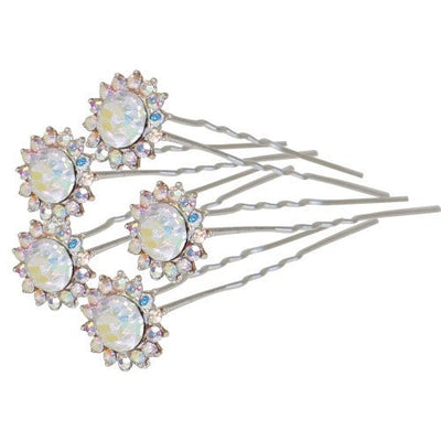 Hair Pin Huntington Lacer Stone & Silver Set Of 5-RIDER: Stocks & Hair Accessories-Ascot Saddlery