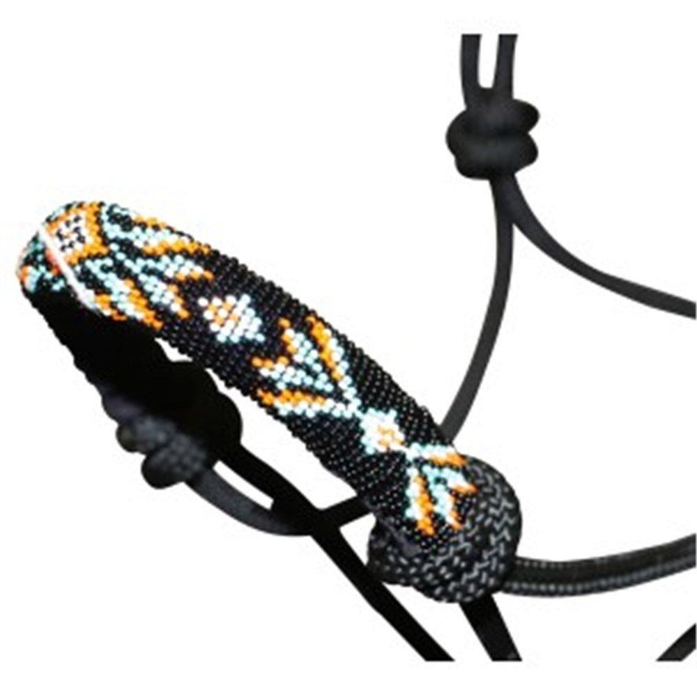 Halter Rope Beaded Nose With Lead Black-HORSE: Headstalls-Ascot Saddlery