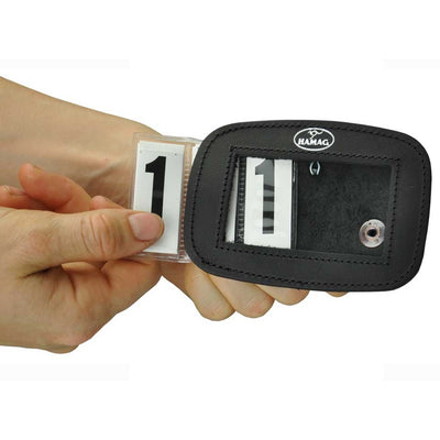 Hamag Number Holder Bridle Leather 3 Digit Pair Black-HORSE: Number Holders-Ascot Saddlery