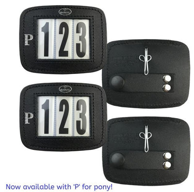 Hamag Number Holder Bridle Leather 3 Digit Pony Pair Black-HORSE: Number Holders-Ascot Saddlery