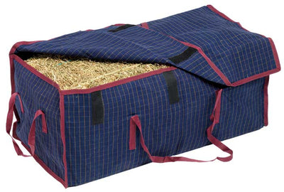 Hay Bale Bag Canvas Navy & Maroon-STABLE: Stable Equipment-Ascot Saddlery