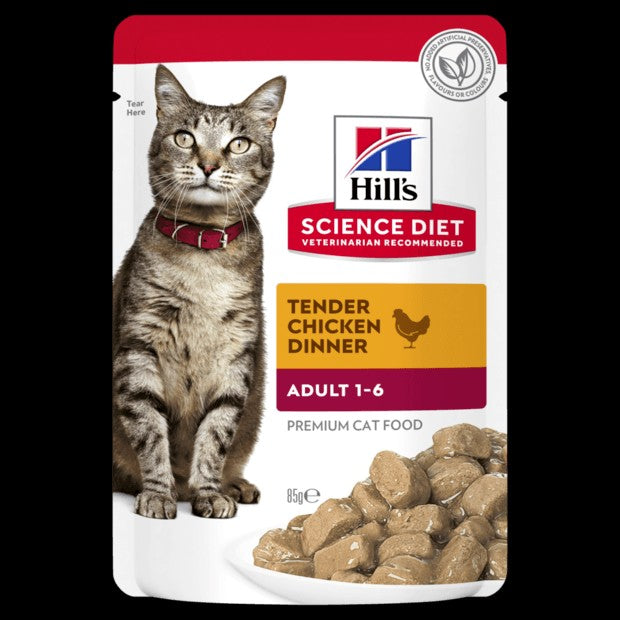 Hills Cat Wet Pouch Adult Chicken 85gm Box Of 12-Cat Food & Treats-Ascot Saddlery