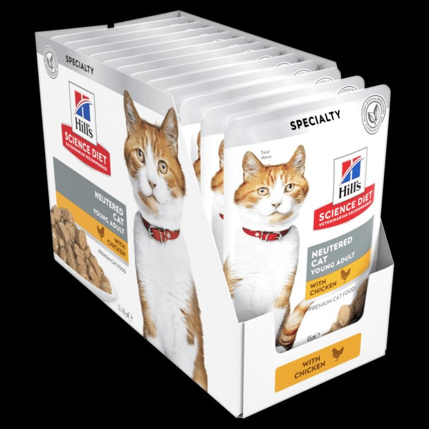 Hills Cat Wet Pouch Adult Neutered Chicken 85gm Box Of 12-Cat Food & Treats-Ascot Saddlery