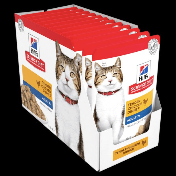Hills Cat Wet Pouch Mature 7+ Chicken 85gm Box Of 12-Cat Food & Treats-Ascot Saddlery
