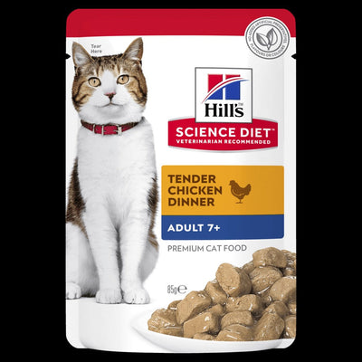 Hills Cat Wet Pouch Mature 7+ Chicken 85gm Box Of 12-Cat Food & Treats-Ascot Saddlery