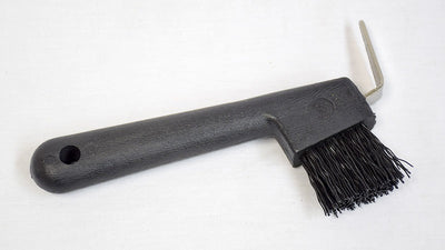 Hoof Pick & Brush Deluxe Black-STABLE: Grooming-Ascot Saddlery