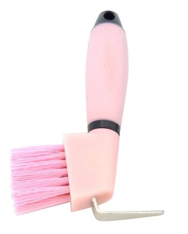 Hoof Pick & Brush Gelgrip Pink-STABLE: Grooming-Ascot Saddlery