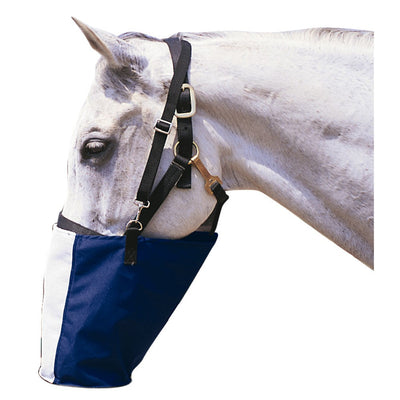 Horse Feeder Nose Bag Nylon Black & White Mesh-STABLE: Feed Bins & Hay Bags-Ascot Saddlery