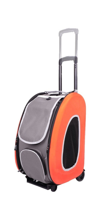 Ibiyaya Eva Pet Carrier And Stroller 5in1 Combo Tangerine-Dog Kennels Carriers & Pens-Ascot Saddlery