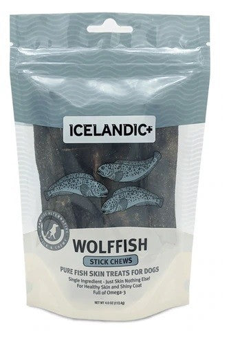 Icelandic Dog Treat Wolffish Skin Stick 113gm-Dog Treats-Ascot Saddlery