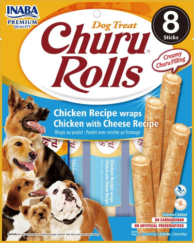 Inaba Dog Churu Rolls Chicken Recipe Wrap Chicken & Cheese-Dog Treats-Ascot Saddlery