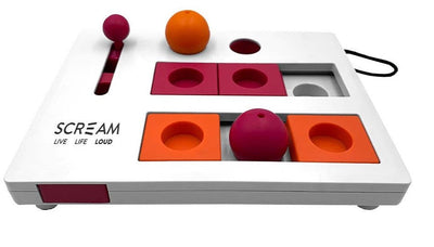 Interactive Cat Brain Teaser Scream 25cm X 19cm Loud Pink & Orange-Cat Gyms & Toys-Ascot Saddlery