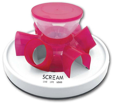 Interactive Cat Tunnel Feeder Scream 27.7cm X 13.7cm Loud Pink-Cat Gyms & Toys-Ascot Saddlery