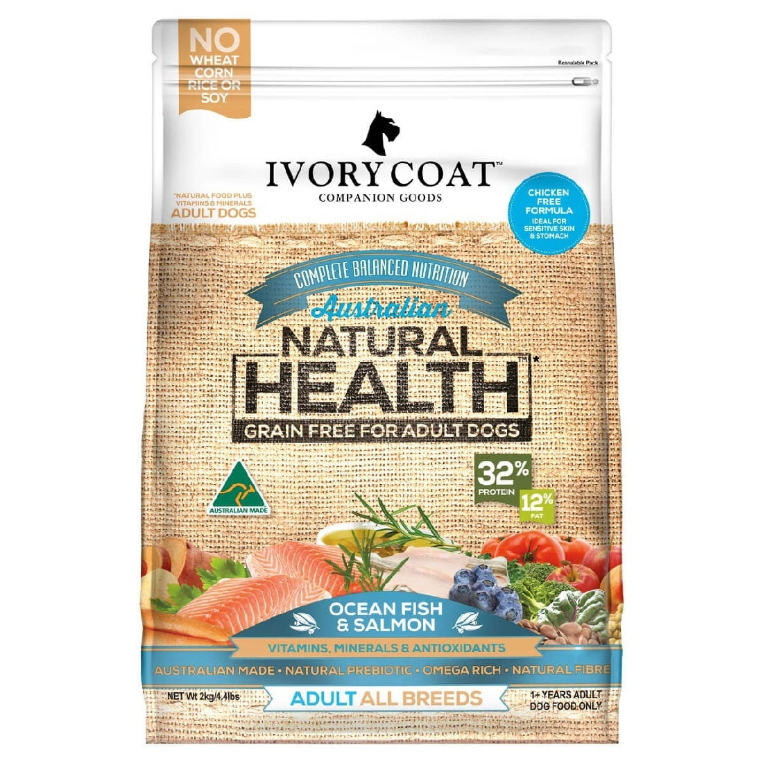 Ivory Coat Dog Grainfree Ocean Fish & Salmon 2kg-Dog Food-Ascot Saddlery