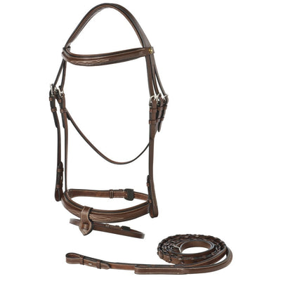 Jeremy & Lord Bridle Snaffle Hanoverian Noseband Leather Brown-HORSE: Bridles-Ascot Saddlery