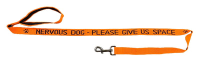 K9 Leash Nervous Dog Please Give Me Space 25cm X 120cm Fluro Orange-Dog Collars & Leads-Ascot Saddlery
